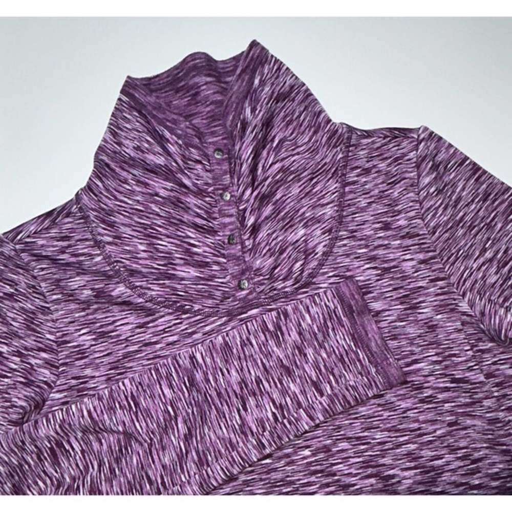 Athleta Coastal Fleece‎ Space Dye Pullover Women’s M Purple High Snap Neck